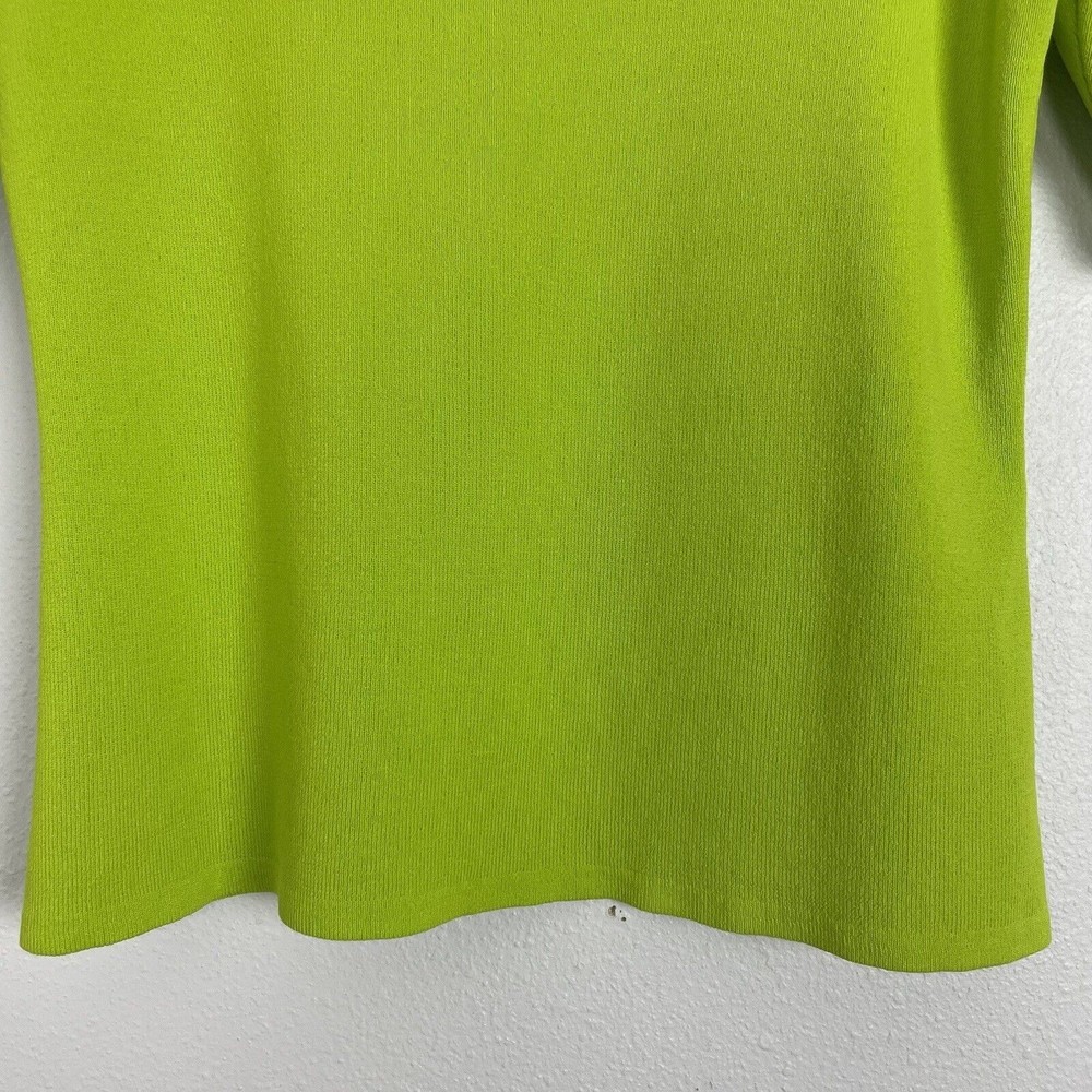 Vintage 90’s Lime Green Stretch Knit Short Sleeve Top S/M - Picture 5 of 10